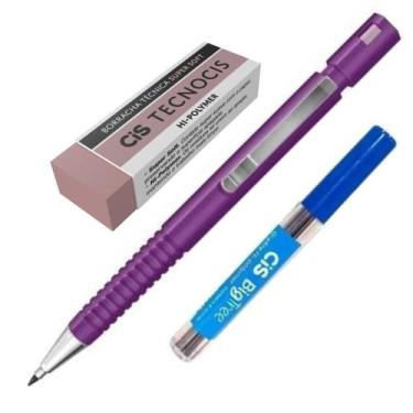 Imagem de Kit Lapiseira TecnoCis 2.0 Roxa +Grafite+Borracha Tecno Rosa