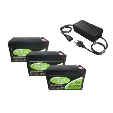 Imagem de Kit 3 Bateria 10Ah 12V para Bike Elétrica - Eco Power + Carregador 36v