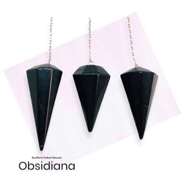 Imagem de Pêndulo Natural Facetado Obsidiana - Radiestesia/reiki - EQUILIBRIO, P