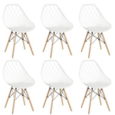 Imagem de Conjunto 6 Cadeiras para Sala de Jantar Clarice Cloe Madeira Branco