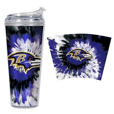Imagem de Rico Industries Copo de acrílico NFL Baltimore Ravens Metallic Tye Dye 680 g com tampa articulada