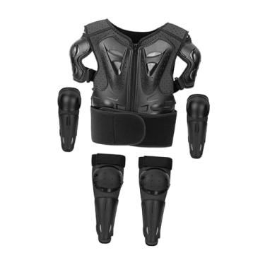 Imagem de Vaveren Colete de motocicleta infantil, jaqueta, joelheiras, cotoveleiras, protetores de coluna, peito, costas, equipamento prático para andar de