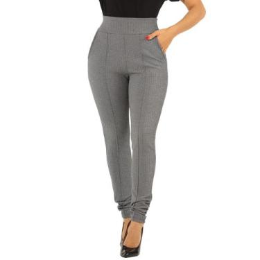 Imagem de Calça Social Malha Crepe Cintura Alta Feminina Bolso Skinny - MimallCe