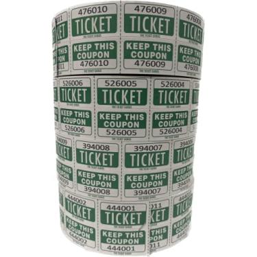 Imagem de Bilhetes de sorteio de leitura fácil - (4 rolos de 2000 bilhetes duplos) 8.000 total de 50/50 bilhetes de sorteio ((4) verde de leitura fácil)