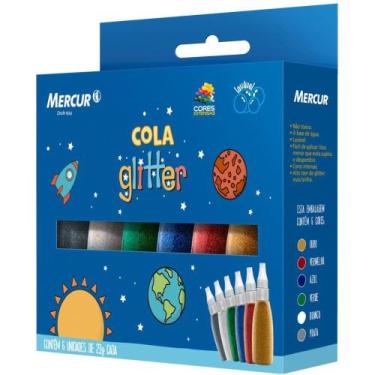 Imagem de Cola com Glitter Sistema Solar 6 Cores Intensas com Bico Fino Estojo c