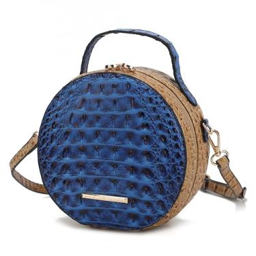 Imagem de MKF Collection Bolsa transversal circular para mulheres, bolsa de couro vegano de crocodilo bolsa de ombro redonda bolsa mensageiro por Mia K, Ynnari azul-marinho