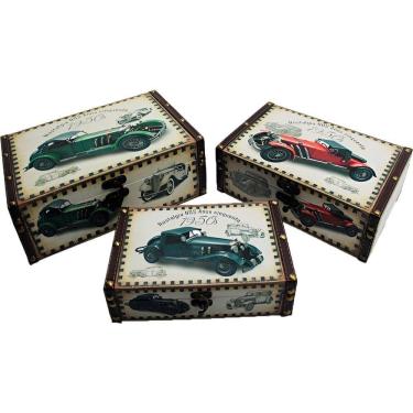 Imagem de Conjunto Caixa Madeira 3 Peças Retro Decorativo Porta Objetos