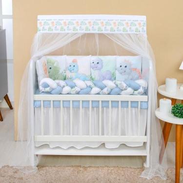 Imagem de Kit Mini Berço 12 peças  Saia de Berço Menino Dino Baby - Carinha de A