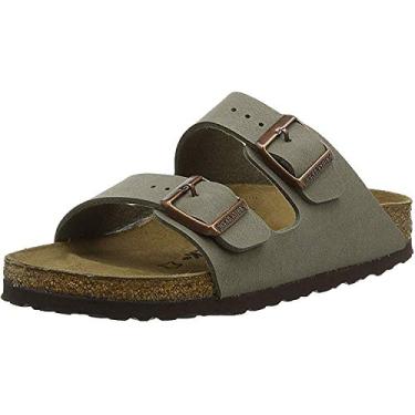 Imagem de Birkenstock Sandália masculina Arizona de couro macio Amalfi, Pedra Birkibuc, 7-7.5 Narrow