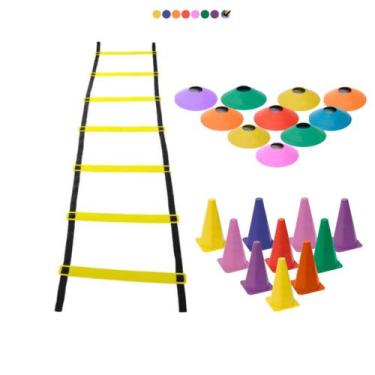 Imagem de Kit Treino Funcional Agilidade 10 Cones 10 Chapéus 1 Escada com 7 Degr