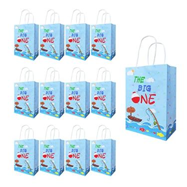 Imagem de 20PCS The Big One Candy Treat Bags O Fish Ally 1 Party Present Bags with Handles Gone Fishing Favor Bags for Ofishally One/Little Fisherman/Fishing Theme 1st Birthday Baby Shower Party Decorations