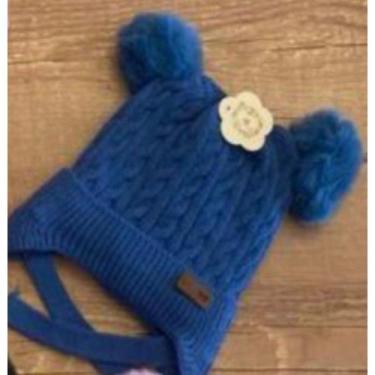 Imagem de Gorro/Touca Infantil com dois pompom Amarrar liso Forrada Por Dentro p