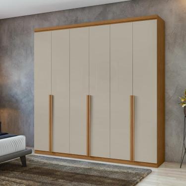 Imagem de Guarda Roupa Casal Alonzo 6 Portas 4 Gavetas Amêndoa Clean/off White Lopas