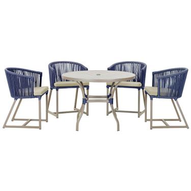 Imagem de Mesa Com 4 Cadeiras E Noronha Estofado 7 Trama Original Azul