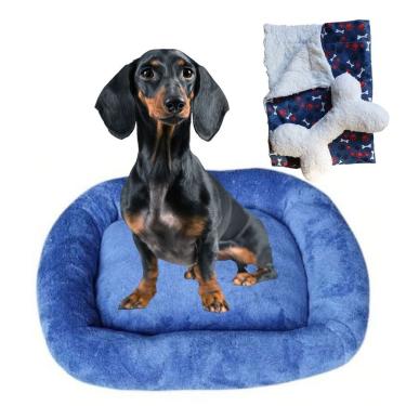 Imagem de Cama Bigata G Tecido Soft Com Osso E Mantinha Kit 3 Peças Azul Marinho