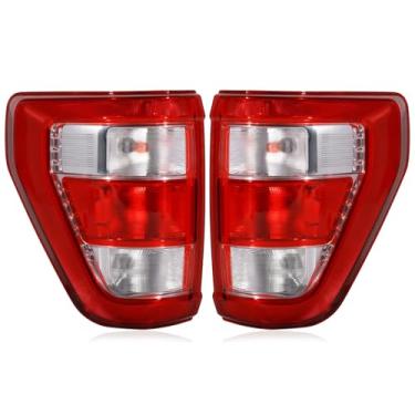 Imagem de Luzes traseiras com lâmpada e conjunto de chicotes compatível com 2021 2022 2023 Ford F150 OE estilo retroiluminação traseira substituição para ML3Z-13405-E ML3Z-13404-E