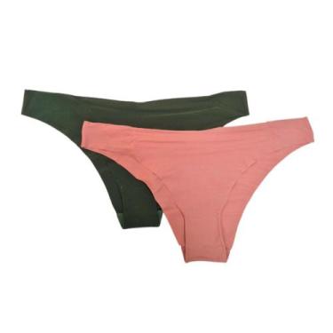 Imagem de Kit 2 Calcinhas Corte a Laser Trifil QE5460 Verde/Rose, Verde, Salmão,