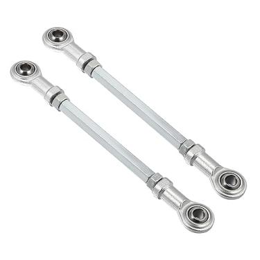 Imagem de Motoforti 2 peças 145 mm comprimento 8 mm diâmetro furo ajustável direção haste junta esférica para 49cc ATV elétrico Go Kart acessório coluna de direção suspensão de direção tom prata