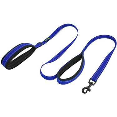 Imagem de Waggin Tails Soft & Thick 5FT Double Handle Leash with Neoprene Padded Handle for Small to Medium Dog - with Reflective Stitching! (Royal Blue)
