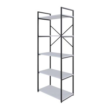 Imagem de Estante C/05 Prateleiras 152x60x33cm Yon Branco Tx/est.preta Branco Tx/est.preta