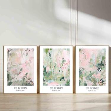 Imagem de Henri Matisse Arte de parede em tela moderna abstrata rosa verde floral pintura 40,6 x 61 cm x 3 peças sem moldura