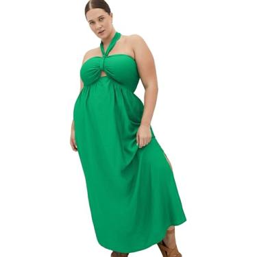 Imagem de City Chic Vestido feminino plus size - Serene Peta Halter Split Maxi, Verde Kelly, 46