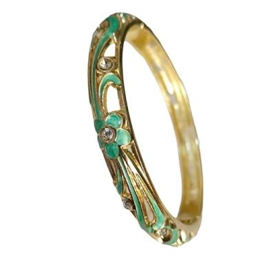 Imagem de Only My Live Home Pulseiras elegantes de flores esmaltadas finas e pequenas pulseiras vintage chinesas cloisonne com dobradiças para mulheres de pulso pequeno, Inner Diameter 2.25 inch wide 0.31 inch