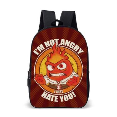 Imagem de Mochila Divertida Sentimento Raiva Unissex Escolar Volta as Aulas Verm