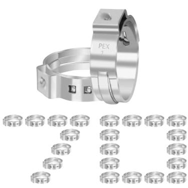 Imagem de Kodilin Pacote com 70 anéis de crimpagem 1 Pex, grampos Pex de orelha única de aço inoxidável 304 resistentes para maior aderência e vedação de 360°, serve para conexões de encaixe de tubulação PEX