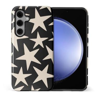 Imagem de ilikediy Capa para Samsung Galaxy S24, HL2 linda estrela legal preta híbrida 2 camadas capa protetora de silicone com design padrão de proteção