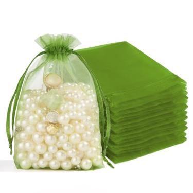 Imagem de Crweety 50 sacos de organza 10 x 15 cm, pequenos sacos de presente de malha transparente com cordão, bolsa de embalagem de sachê, bolsa de joias para Natal, lembrancinhas de festa, doces, casamento