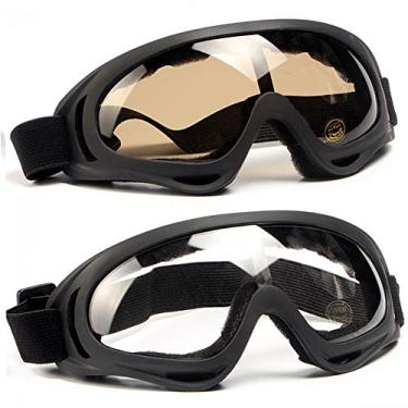 Imagem de SPOSUNE Óculos de motocicleta para homens e mulheres, óculos Airsoft UV400 luz protetora antirreflexo lentes destacáveis à prova de vento à prova de poeira óculos de esqui óculos de segurança