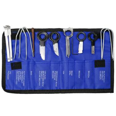 Imagem de Wogomz Kit de ferramentas de remoção de rádio de carro, 20 peças, chave de remoção de CD estéreo de áudio de carro profissional e kit de ferramentas para remoção de chaves e ferramentas de remoção de