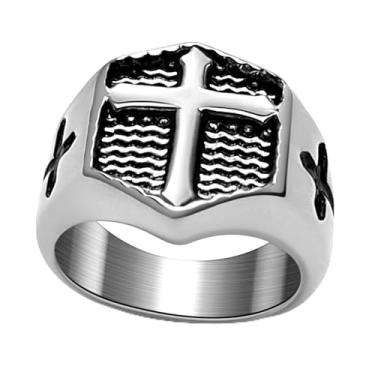 Imagem de Hoyazvet Anéis de cruz cristã para homens - Joias Jesus de aço inoxidável com laterais de nó celta (ouro/preto/prata) - Presente religioso católico, tamanho 7-13, Metal, Sem pedra preciosa