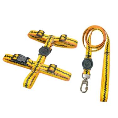 Imagem de Coleira Peitoral H Anti Puxão e Guia 1,10m para Cachorro Varias Estampas(ZigZag,M)