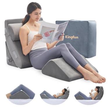 Imagem de Conjunto de travesseiros ortopédicos com cunha Kingfun Memory Foam, 4 