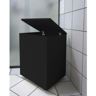 Imagem de Cesto De Roupas Baú Roupeiro Tulha Com Rodízios Preto - FORMALIVRE