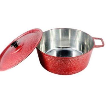 Imagem de Caçarola Craqueada Alça Alumínio Fundido e Tampa vermelho - OUTRAS MAR