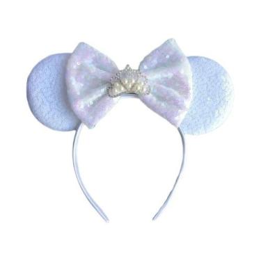 Imagem de Tiara De Orelhas De Rato Com Lantejoulas E Laço Para Meninas Com Pérol