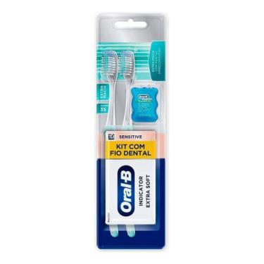Imagem de Escova dental Oral-B sensitive indicator 2 un + fio dental