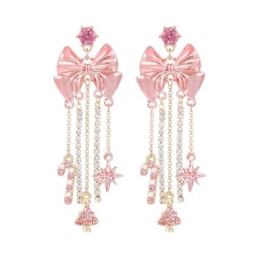 Imagem de Madison Tyler Brincos de Natal para mulheres | Natal laço vermelho Noel Papai Noel urso rosa meias casa quebra-nozes doce gorro suéter homem pão de gengibre expresso brincos martini joias de férias