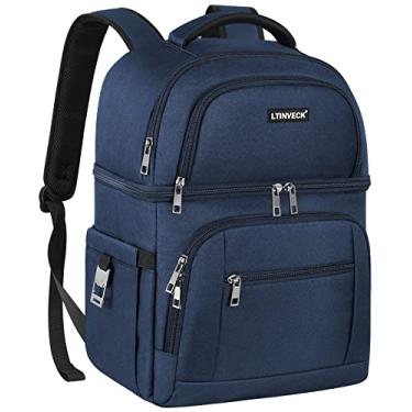 Imagem de Mochila térmica térmica com 30 latas, mochila térmica de grande capacidade com dois decks, mochila térmica à prova de vazamento para homens e mulheres, trabalho/caminhada/acampamento
