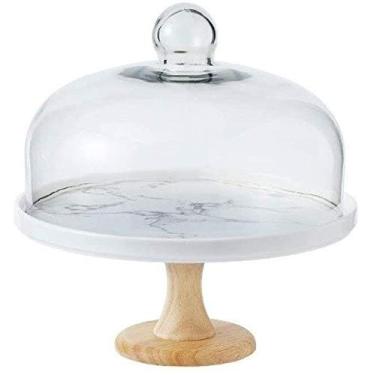 Imagem de Suporte de bolo europeu com cúpula, cúpula de suporte de bolo, mesa de sobremesa de aniversário de casamento, conjunto de cúpula de queijo, exibição de bolo alto, bandeja de frutas para sala de estar