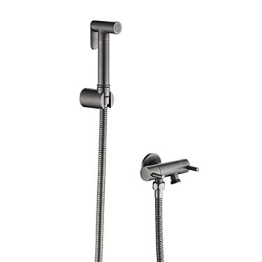 Imagem de ifgswopq Torneira de latão para vaso sanitário cromada à mão montada na parede torneira da cozinha do banheiro pulverizador de bidê com mangueira