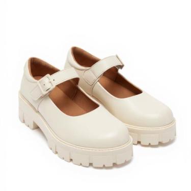 Imagem de Sapato Feminino Mary Jane Scarpin Boneca Vintage Tratorado White Off S