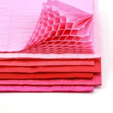 Imagem de Pacote com 7 blocos de papel colmeia de cores sortidas com linha de cola para artesanato 3D DIY e cartões pop-up, 30 camadas 21 x 14,7 cm, perfeitos para cartões comemorativos feitos à mão, projetos