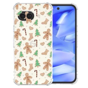 Imagem de CAROKI Capa de celular de Natal para Google Pixel 9/9 Pro - Capa de TPU transparente transparente com estampa de homem de gengibre de Natal, linda capa protetora para meninos e meninas (16,3 polegadas