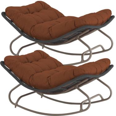 Imagem de 2 Cadeira Balanço Viena Corda Náutica Para Jardim Sala Trama Preto