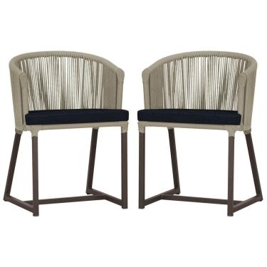 Imagem de 2 Cadeiras De Jantar Noronha Marrom Corda Náutica E12 Trama Rami