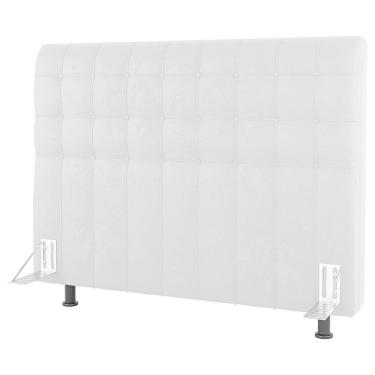 Imagem de Cabeceira Cama Box Solteiro Dahlia 90cm Com Frame Sintético Branco - Desk Design